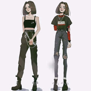그런지 애니메이션 — 애니메이션 여자 후드티 배경화면