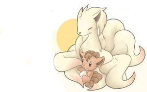 나인테일즈와 불비치의 심플한 그림 — 포켓몬 폰 배경화면