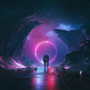 네온 문 밀키웨이 배경화면 — 네온 달 배경화면
