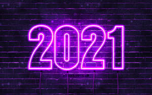 네온 퍼플 새해 2021 인사 — 네온 퍼플 배경화면