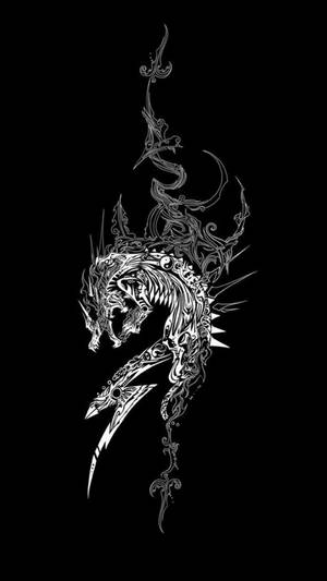 다크 테마 흑백 드래곤 연기 — 다크 테마 배경화면