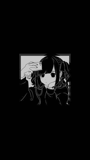 단순한 슬픈 애니 소녀 흑백