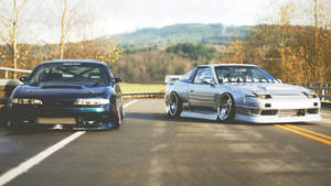 도로에 주차된 JDM 자동차들 — Jdm 자동차 배경화면