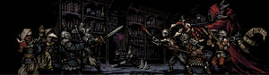 Dual monitor Necromancer vs. heroes Darkest Dungeon HD wallpaper. — 3840x1080 배경화면