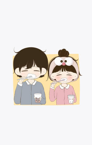 러브 카툰 양치질 — 샤오미 패드 미니 배경화면