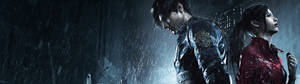 Resident Evil 2 Remake Leon Scott Kennedy and Claire Redfield dual screen HD wallpaper. — 3840x1080 배경화면