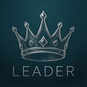 청록색 배경에 'LEADER' 텍스트가 있는 희미한 은색 왕관 윤곽선 — 모토로라 레이저 2026 배경화면