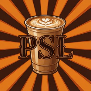 펌킨 스파이스 라떼 컵과 PSL 텍스트가 있는 그래픽 디자인 — 화웨이 노바 플립 S 배경화면