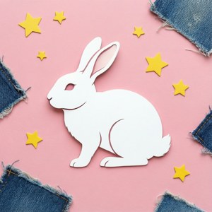 토끼 실루엣과 파스텔 핑크가 어우러진 미니멀한 NewJeans 감성. — 픽셀 워치 5 배경화면
