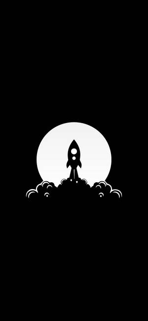 미니멀리스트 블랙 로켓선 배경화면 — 아이폰 16 배경화면