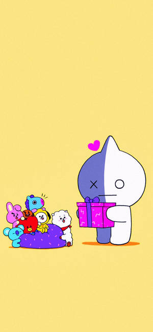 반 BT21 선물 배경화면 — 아이폰 XS 맥스 배경화면