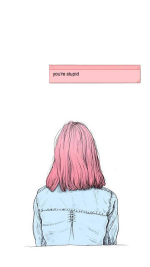 분홍머리 미적 소녀 배경화면