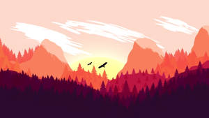 붉은 산과 소나무 배경화면 — 레드 감성 배경화면