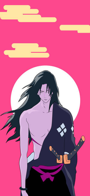사무라이 참프루 진 핑크 하늘 배경화면 — 아이폰 16e 배경화면