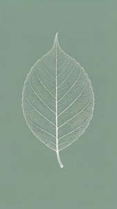 세이지 그린 배경에 흰색 잎 윤곽선.