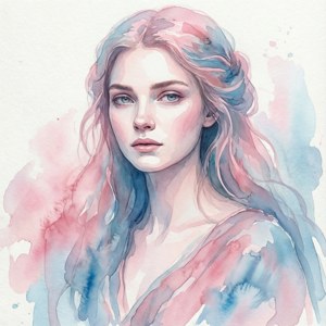 부드러운 파스텔 톤의 프레야를 그린 추상 수채화 사각형 배경화면 — 픽셀 워치 5 배경화면