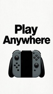 타이포그래피 월페이퍼로, 'Play Anywhere' 문구와 닌텐도 스위치 실루엣이 포함됨