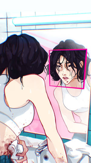 오징어 게임 067번 참가자 거울 배경화면 — 067 오징어 게임 배경화면