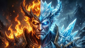 불과 얼음 반쪽으로 나뉜 Rog Ally, 원소 대비.