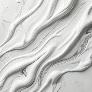 섬세한 그림자가 어우러진 흐르는 듯한 화이트 플루이드 아트로, 역동적인 추상 작품입니다. — 화이트 감성 배경화면