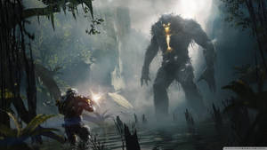 재블린과 거인의 전투를 담은 놀라운 HD 퀄리티 Anthem 배경화면 — 새벽 배경화면
