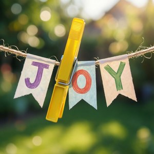 JOY라고 적힌 배너가 달린 노란 빨래집게 — 테크노 팬텀 V 플립2 배경화면