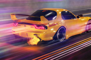 질주하는 노란색 JDM 자동차 — Jdm 자동차 배경화면