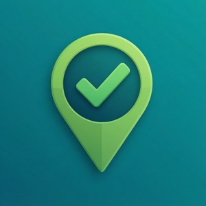체크 표시가 있는 평면 지도 핀, 성공적인 위치 표시, UI 영감 — 화웨이 노바 플립 S 배경화면