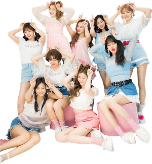 트와이스 케이팝 그룹 포즈 발랄한 의상