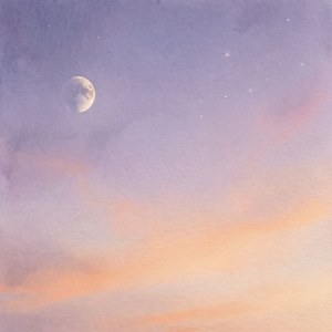 초승달과 별이 있는 파스텔 톤의 황혼 하늘. — 하늘 전망 배경화면