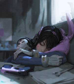 잠자는 D.VA 방 배경화면 — 갤럭시 Z 폴드 배경화면