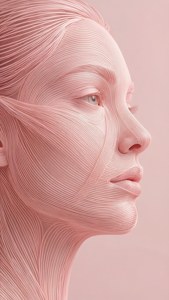 연핑크색의 미니멀한 추상 얼굴, 모던하고 예술적인. — 연핑크 감성 배경화면