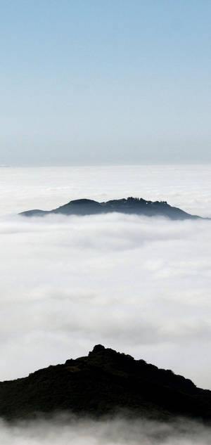 흰색 아이폰 산 구름 — 갤럭시 S24+ 배경화면