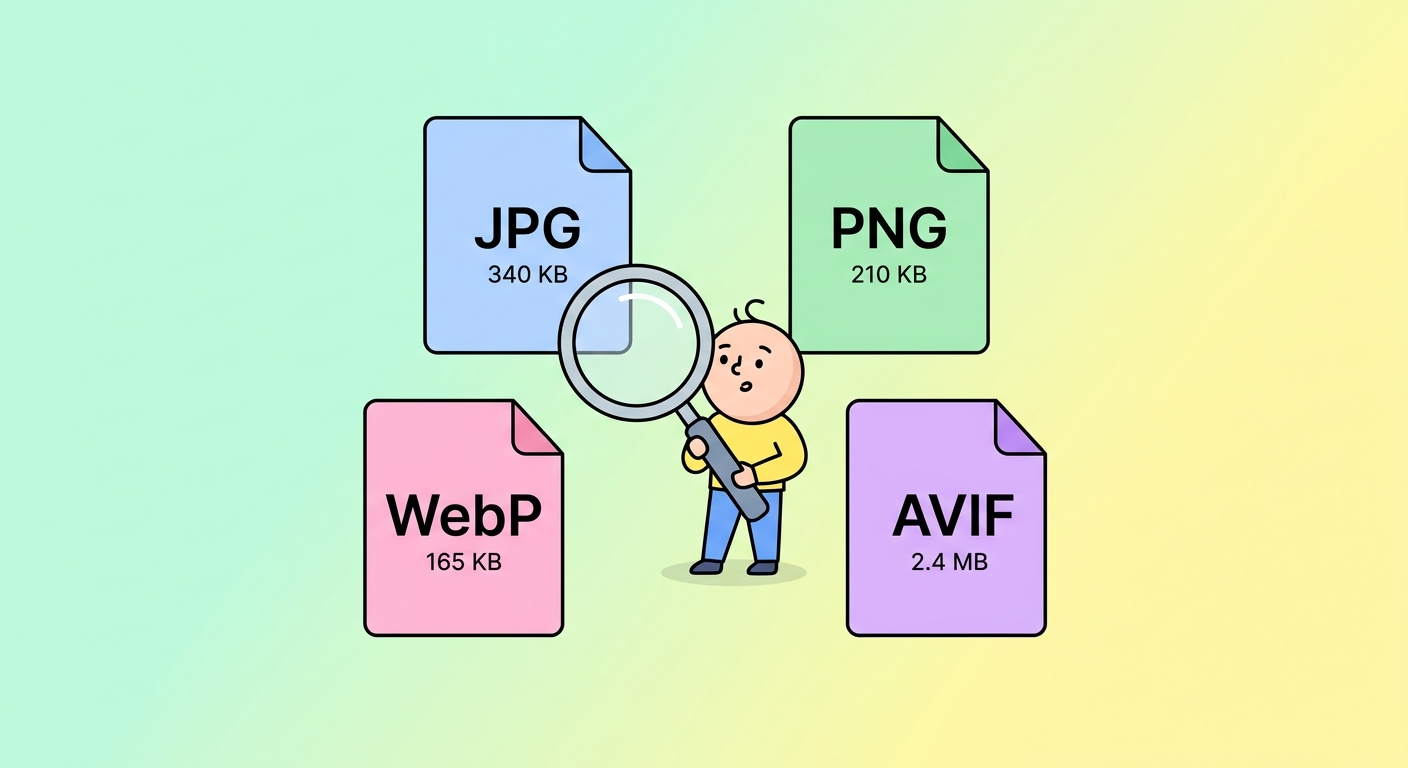 이미지 포맷 치트 시트 — JPG vs PNG vs WebP vs AVIF